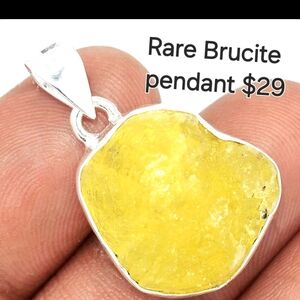 Rare Natural Brucite pendant sterling silver